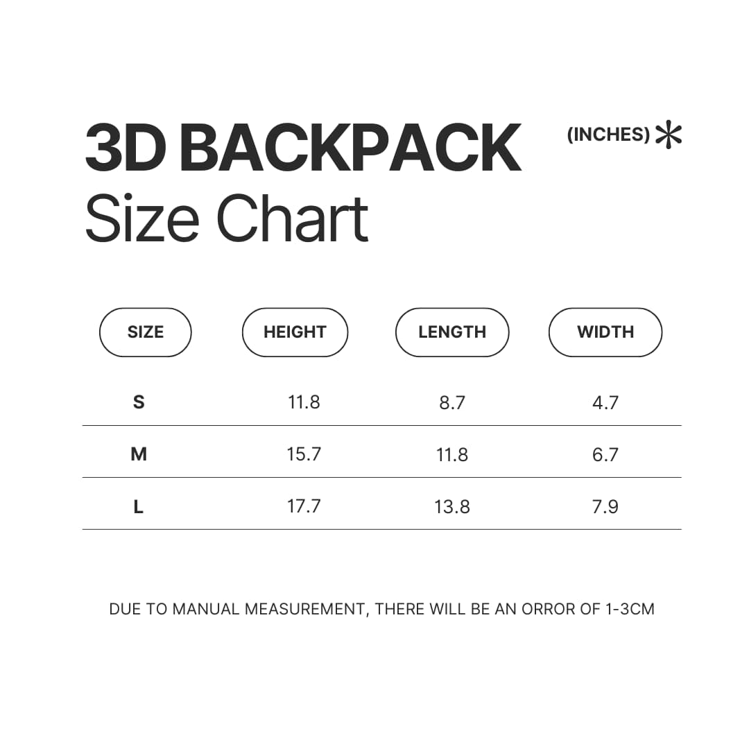 3D Backpack Size Chart - Five Nights at Freddy's UK Store