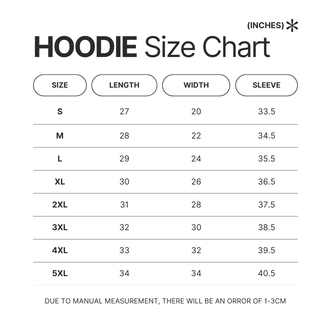 Hoodie Size Chart - Five Nights at Freddy's UK Store