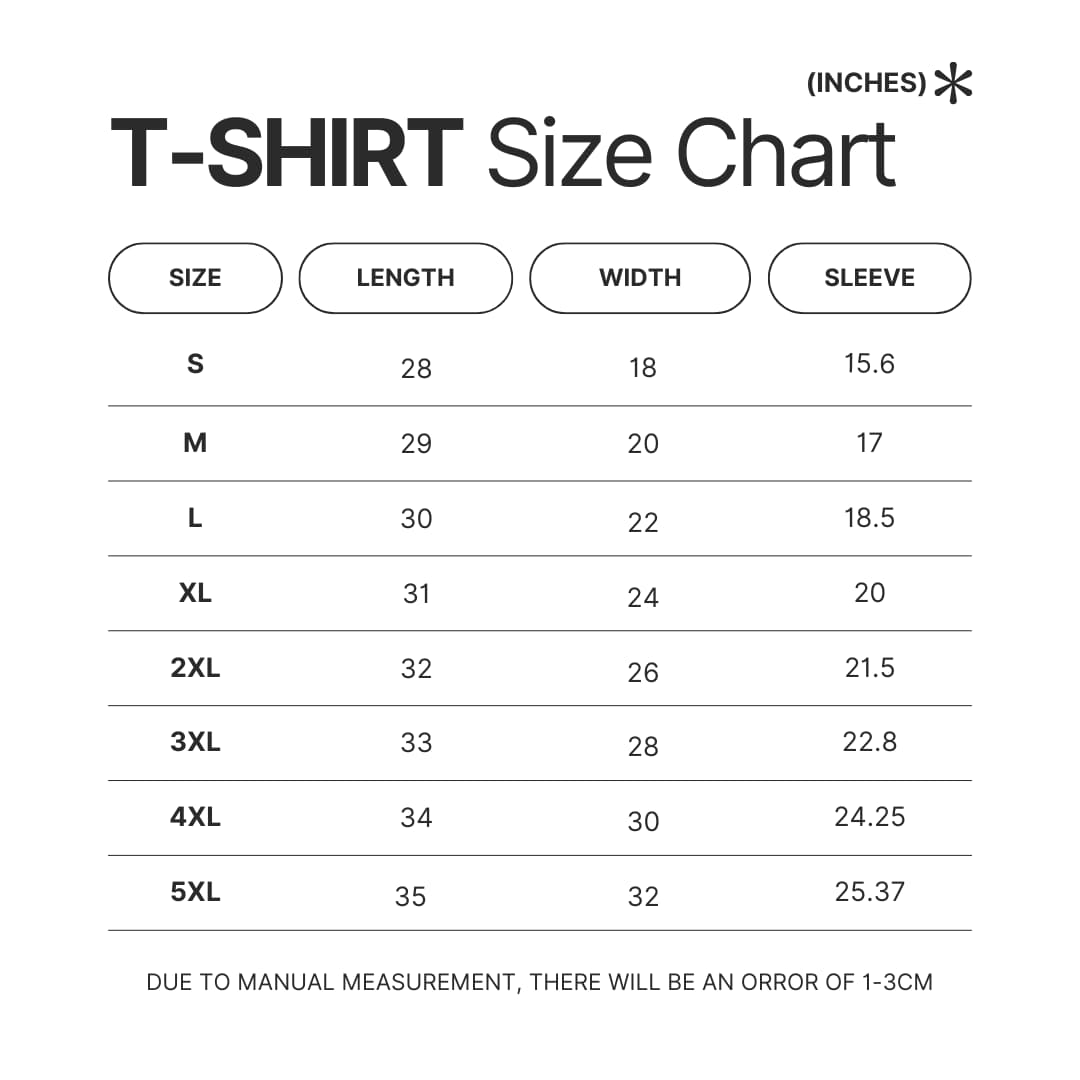 T shirt Size Chart - Five Nights at Freddy's UK Store